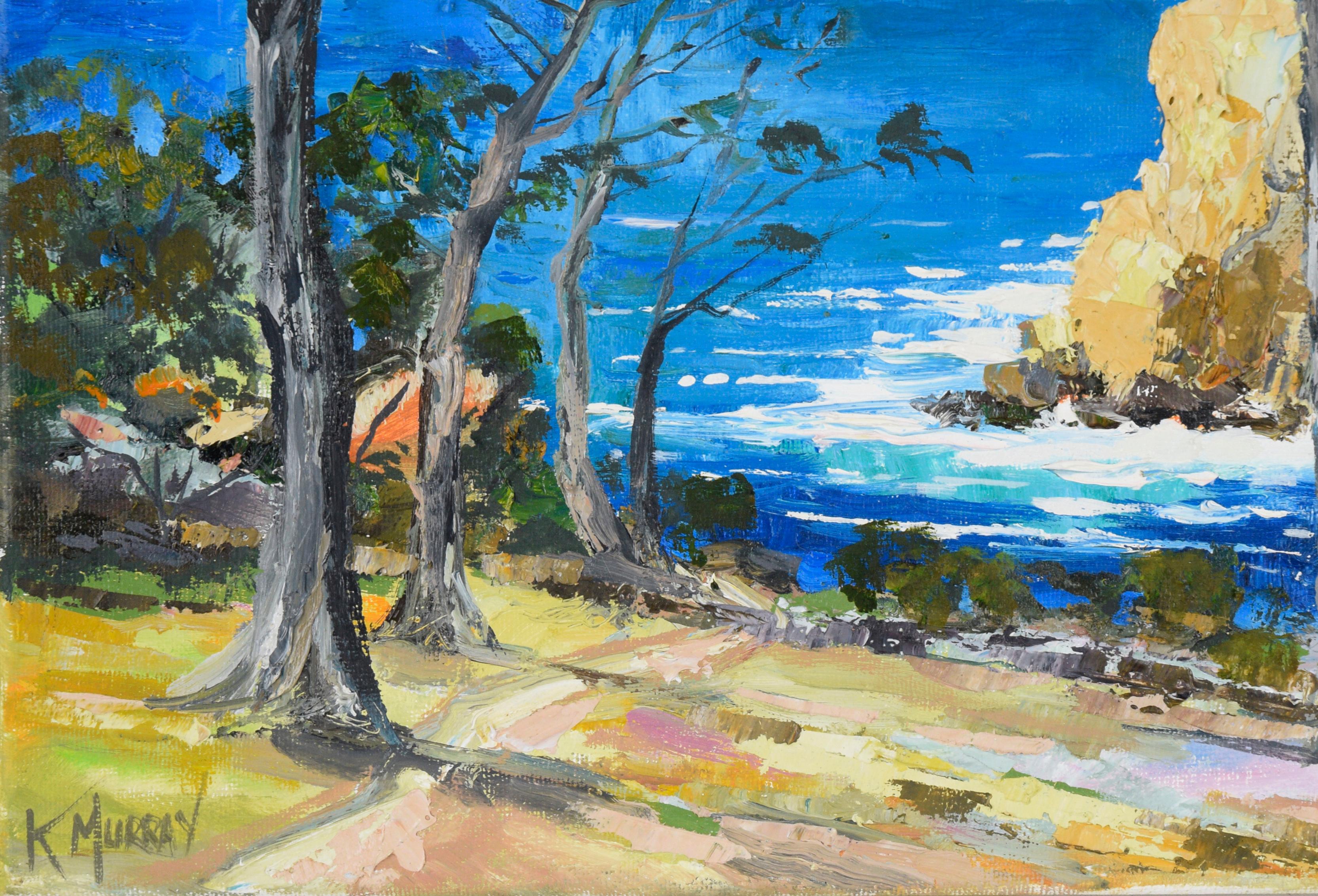 Path to the Ocean - Pacific Coast  - Point Lobos Seascape in Oil on Canvas For Sale 1