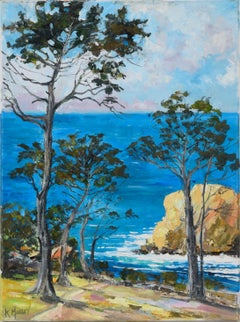 Vintage Path to the Ocean - Pacific Coast  - Point Lobos Seascape in Oil on Canvas