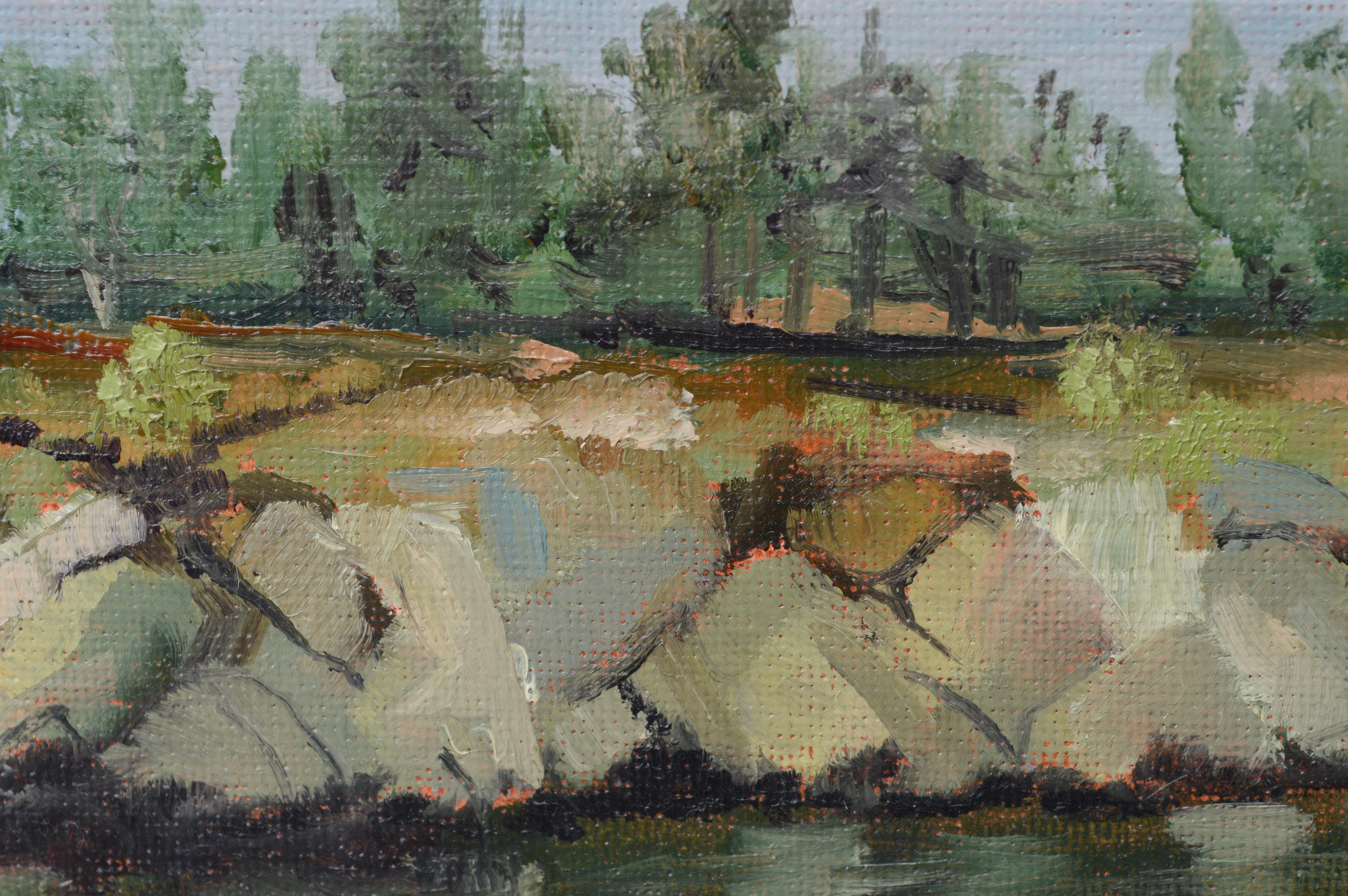 Reflections on the River - Landscape - Painting by Kathleen Murray