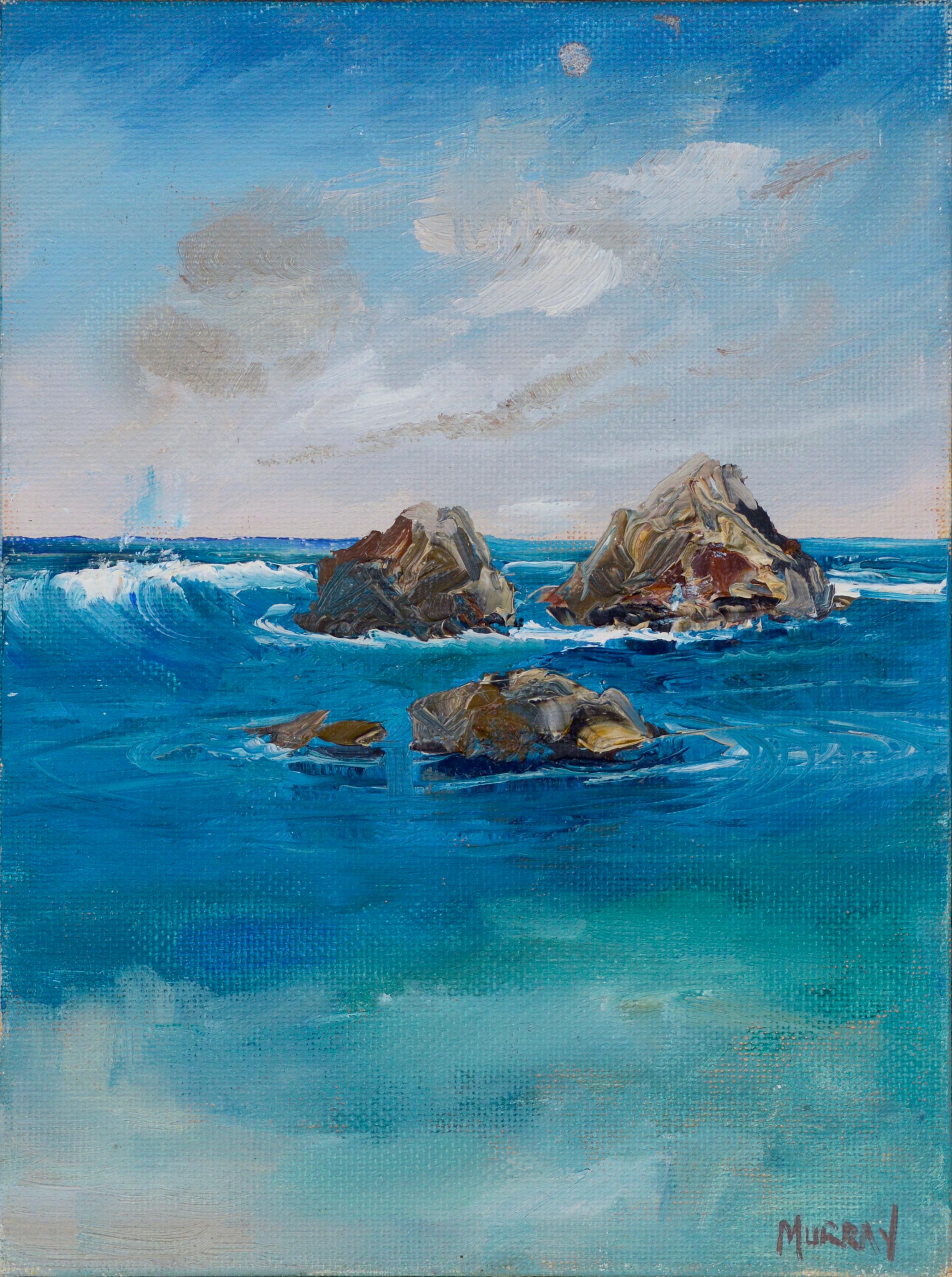 Rocks in the Tide, Miniature Contemporary Coastal Seascape