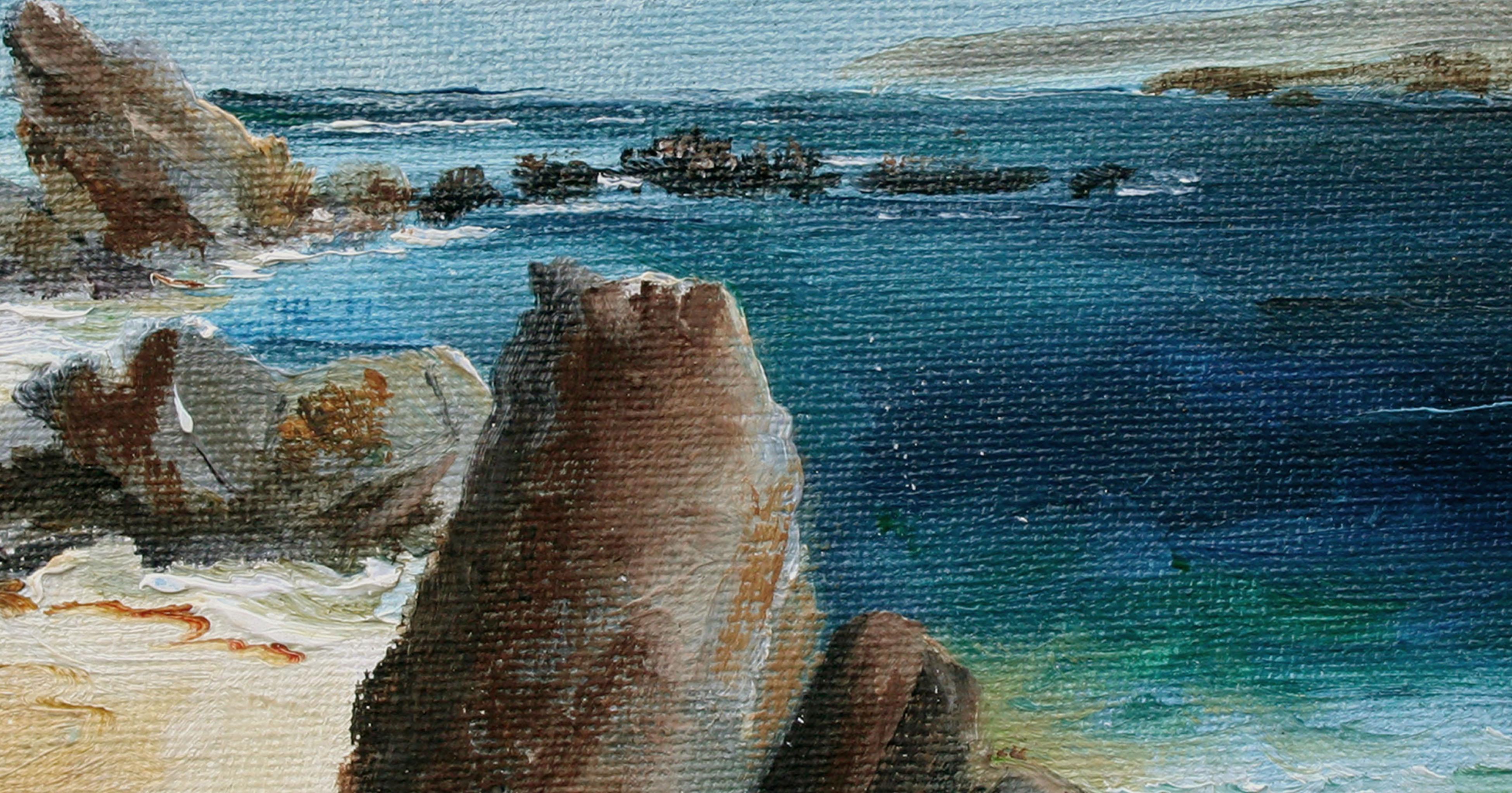Rocky Beach, Monterey - Paysage californien réduit - Impressionnisme américain Painting par Kathleen Murray