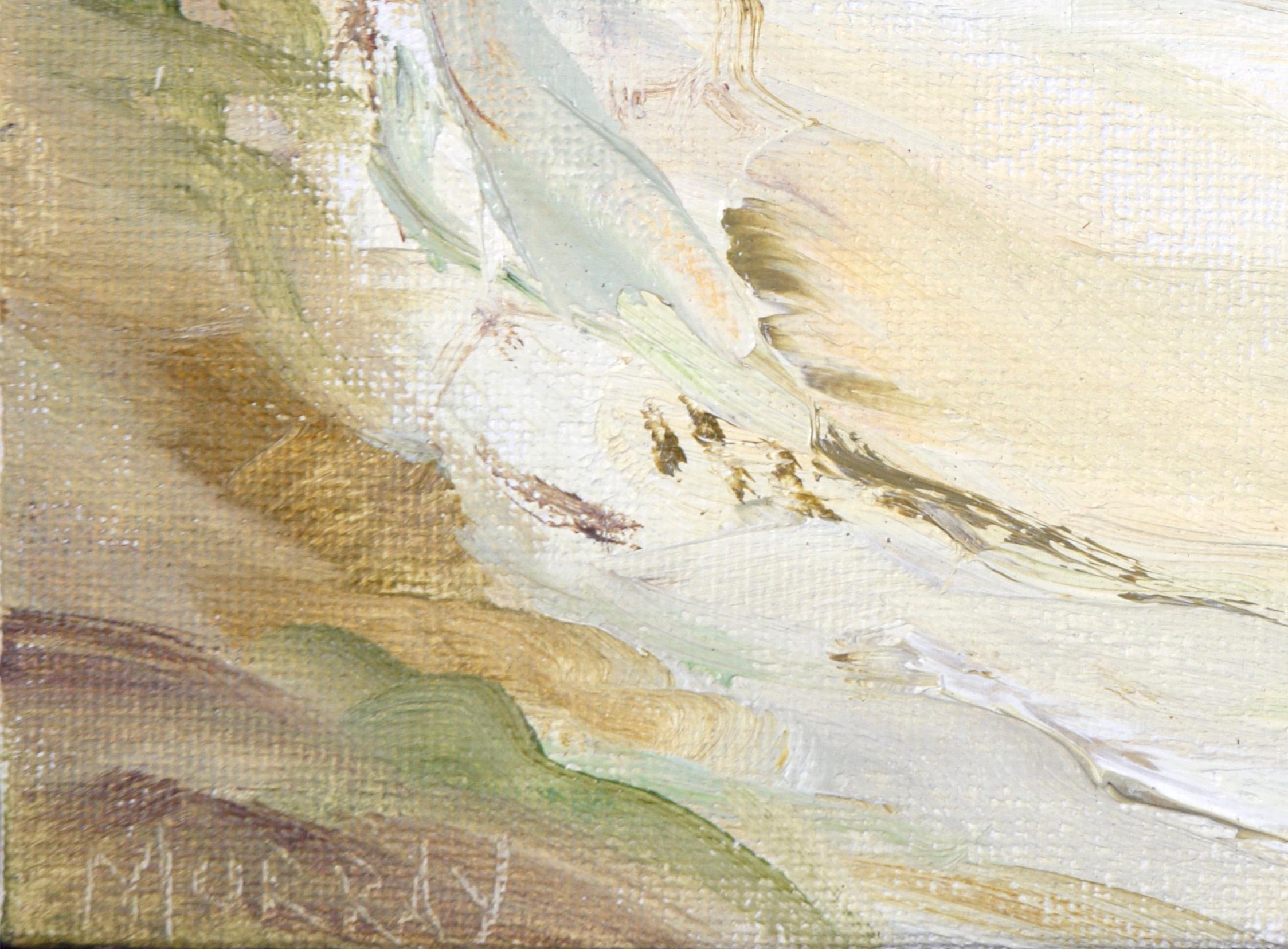 Sandy Beach Big Sur- Impressionist California Landscape - Beige Landscape Painting by Kathleen Murray