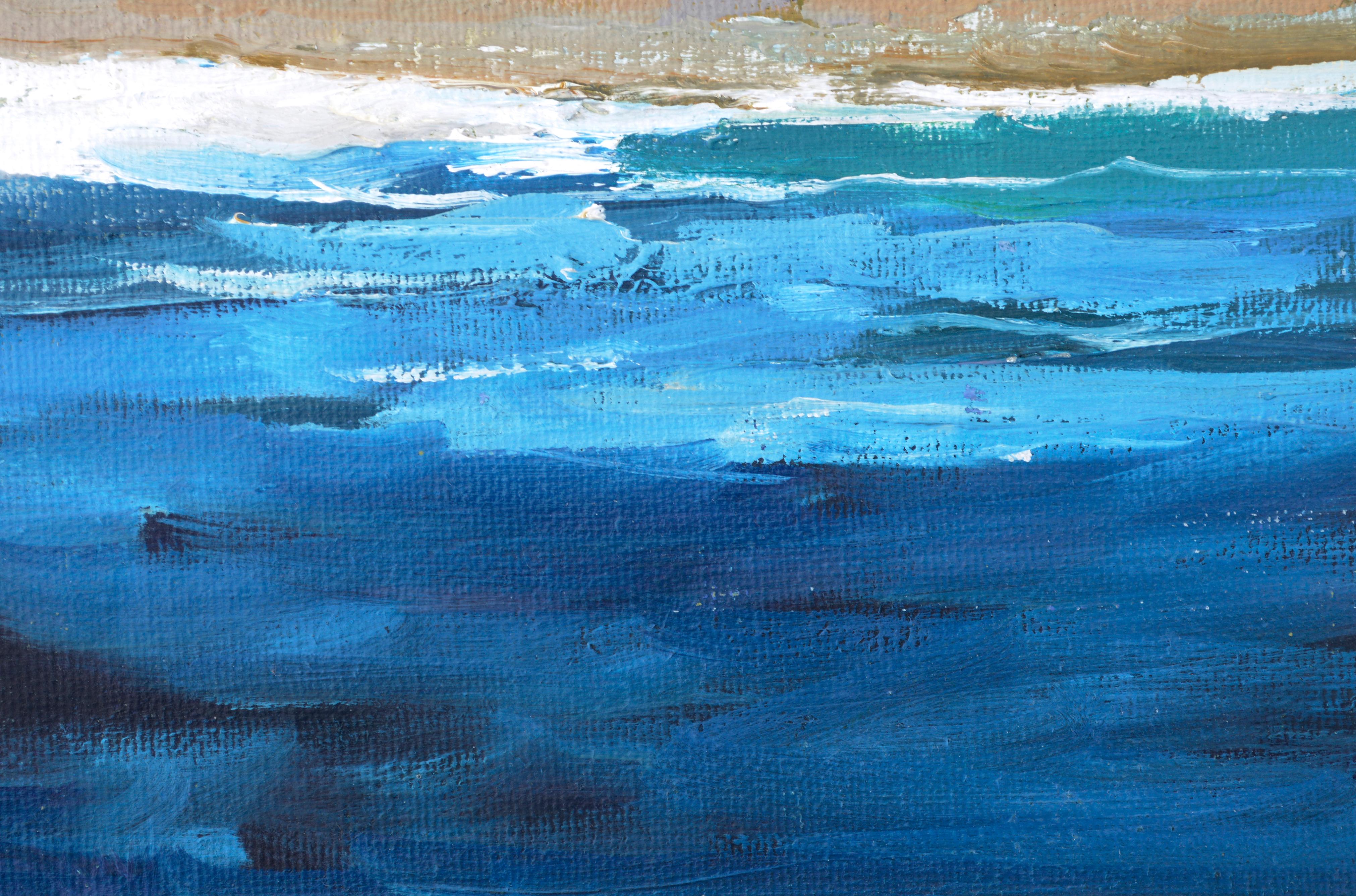 Monterey- Meereslandschaft #12 – „Das Landen“ (Blau), Landscape Painting, von Kathleen Murray