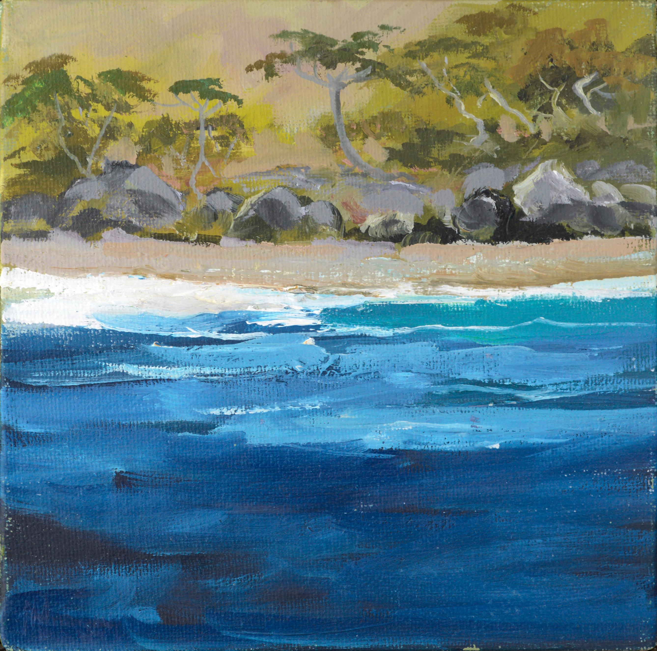 Kathleen Murray Landscape Painting – Monterey- Meereslandschaft #12 – „Das Landen“