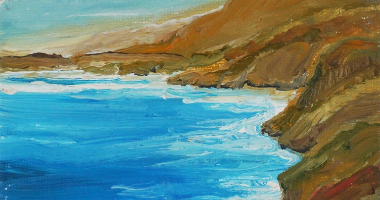 Big Sur Cliffs, Small-Scale California Seascape - American Impressionist Painting by Kathleen Murray