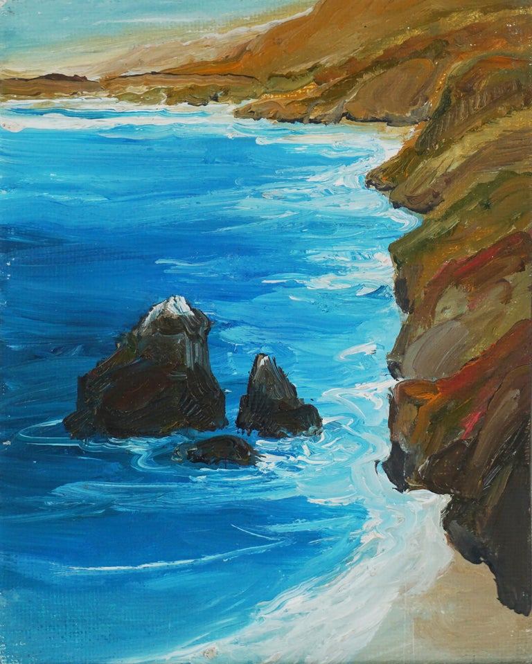 Kathleen Murray Landscape Painting - Big Sur Cliffs, Small-Scale California Seascape