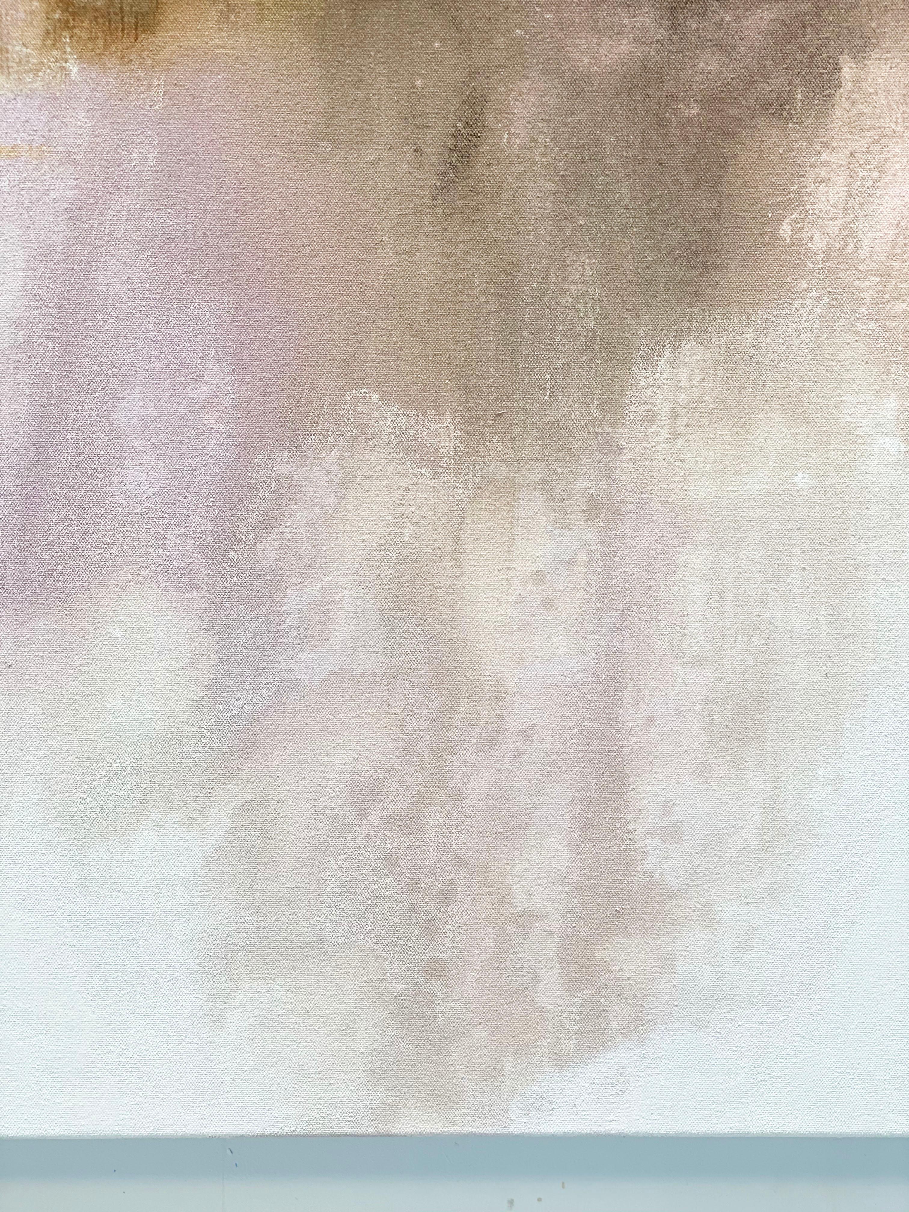 Above and Below Tan large abstract impressionist landscape pink tan earth lilac For Sale 5