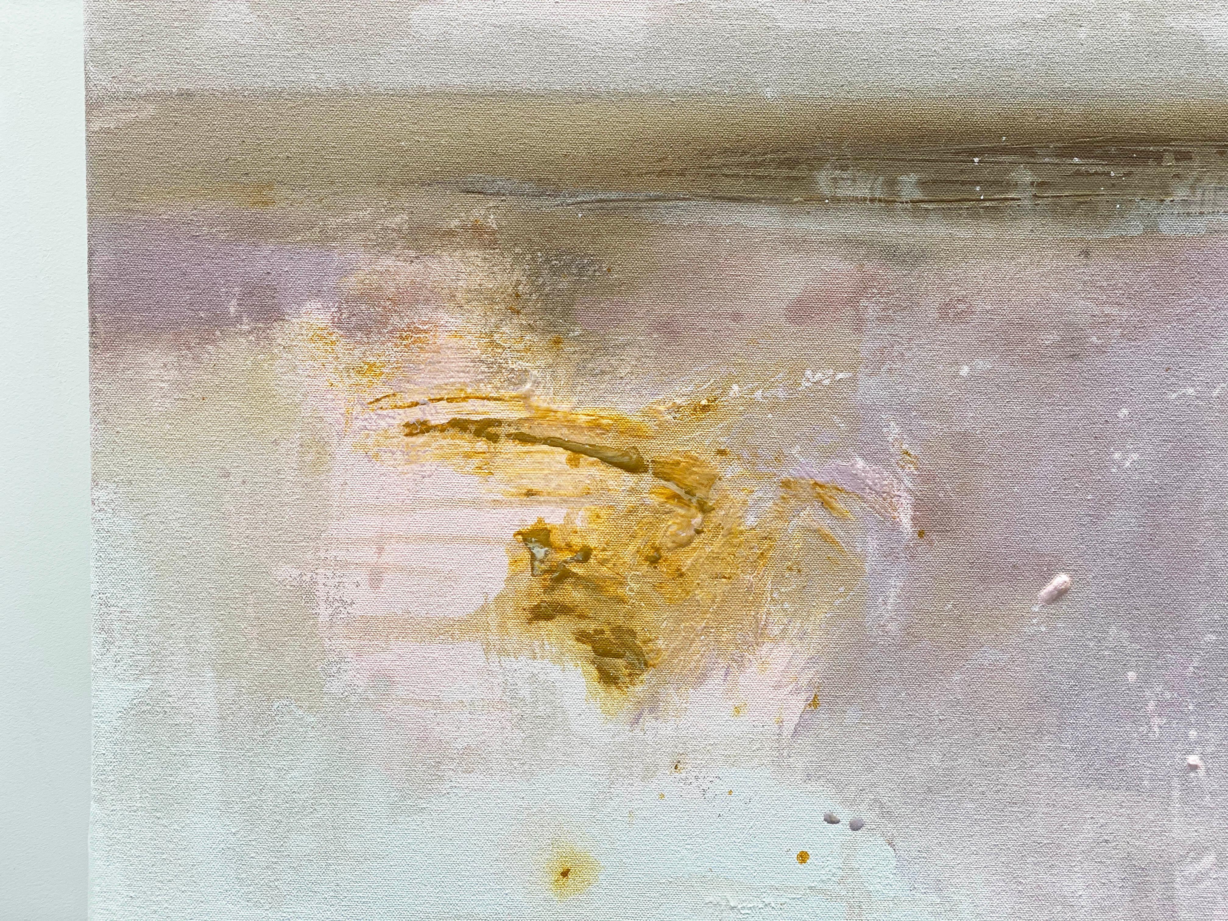 Above and Below Tan large abstract impressionist landscape pink tan earth lilac For Sale 9