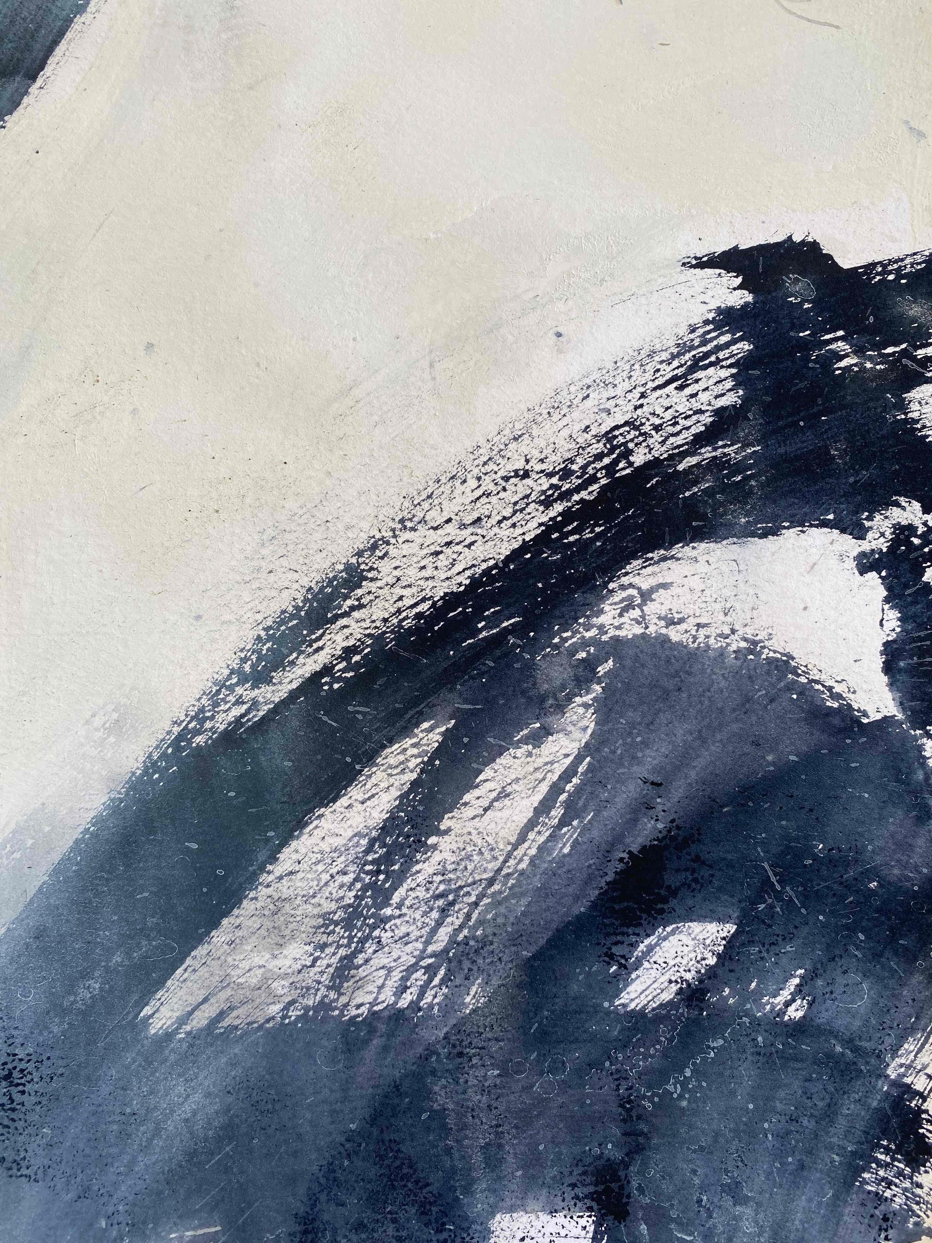 Abstract Black and White no1 original abstract expressionist painting on paper - Abstract Expressionist Painting by Kathleen Rhee