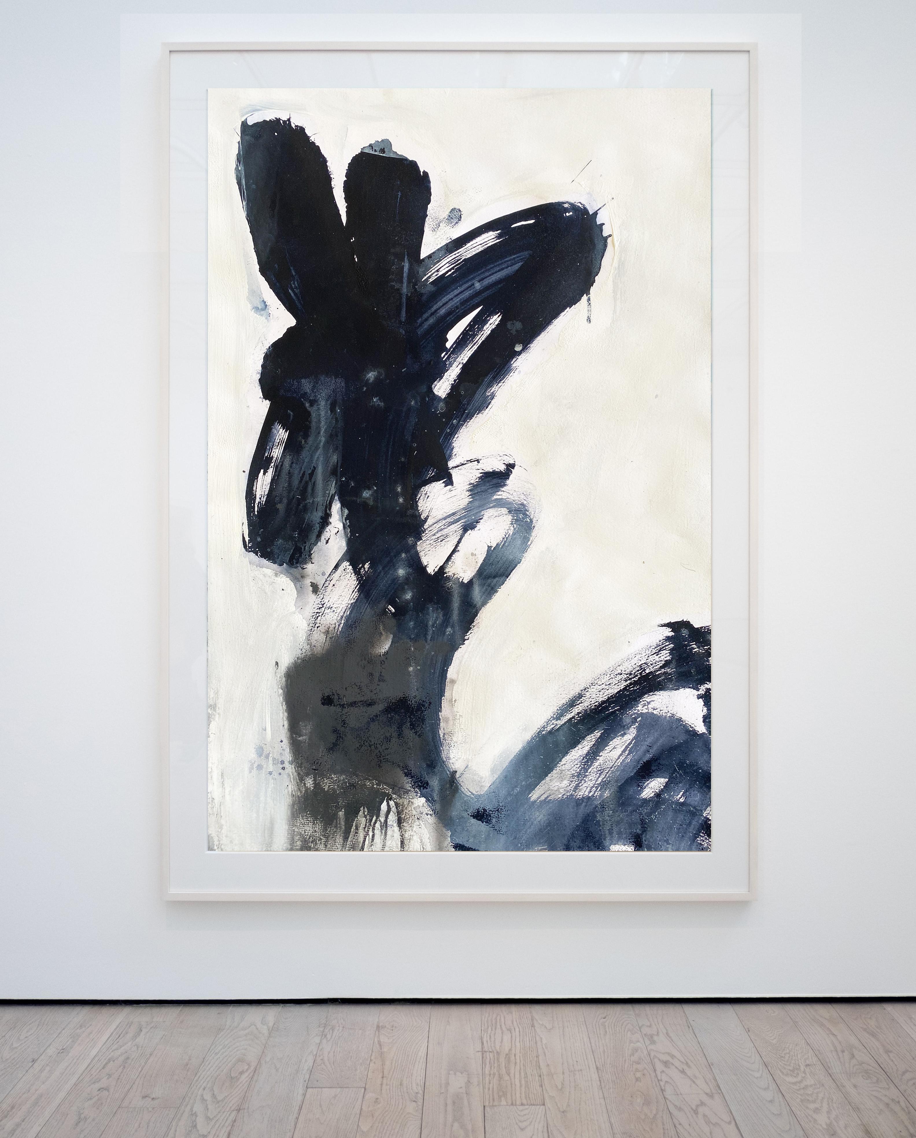 Abstract Black and White no1 original abstract expressionist painting on paper 1