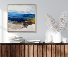 abstract landscape rocky ocean coastline painting impressionist dark blue waters