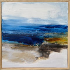 abstract landscape rocky ocean coastline painting impressionist dark blue waters