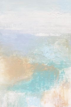 All The Feels large abstract landscape on canvas pastel green gold blue sand