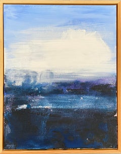 And Sea abstract expressionist oceanscape canvas framed blue sky clouds water