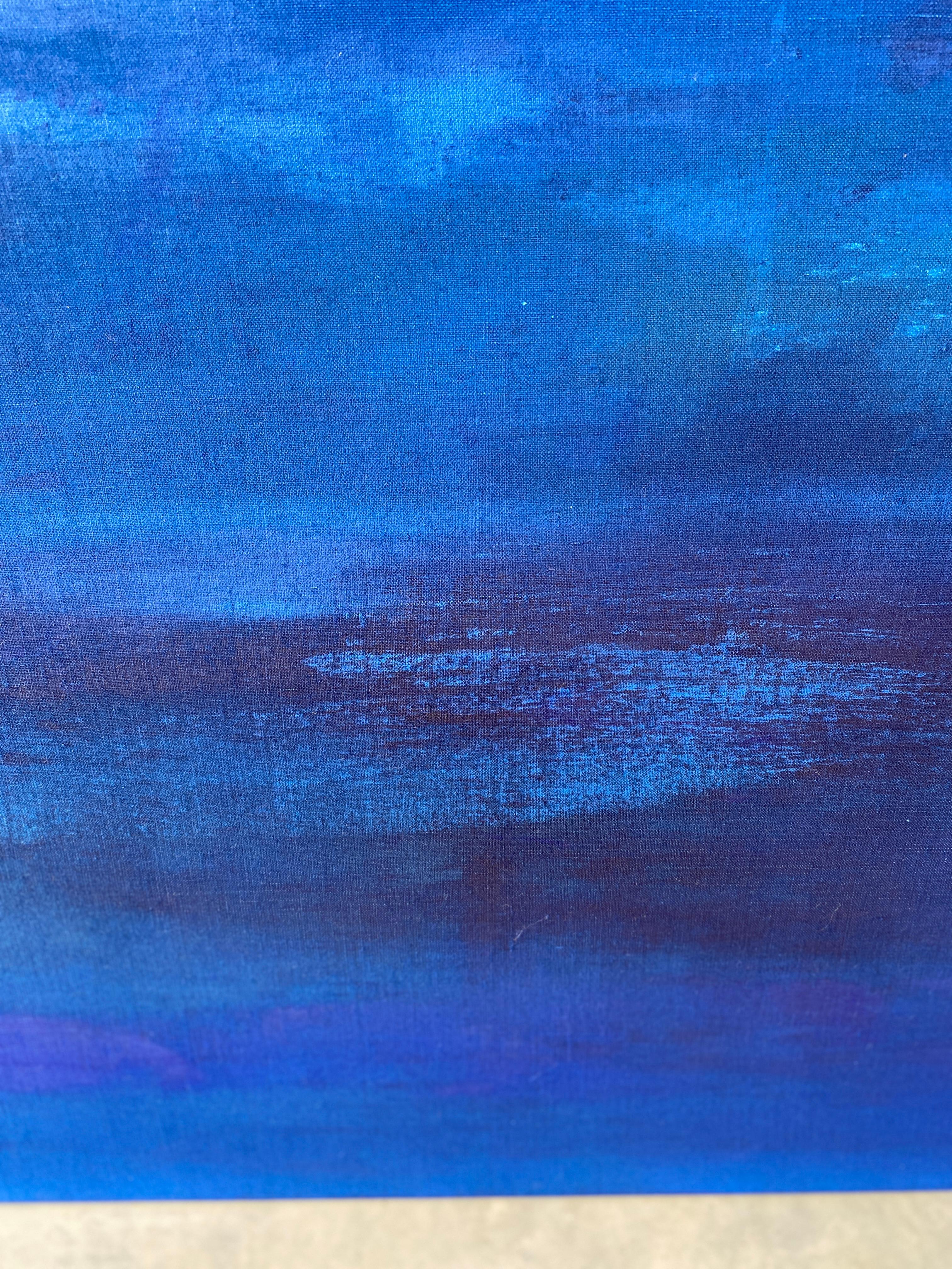Grande peinture abstraite à grande échelle bleu cobalt en vente 8