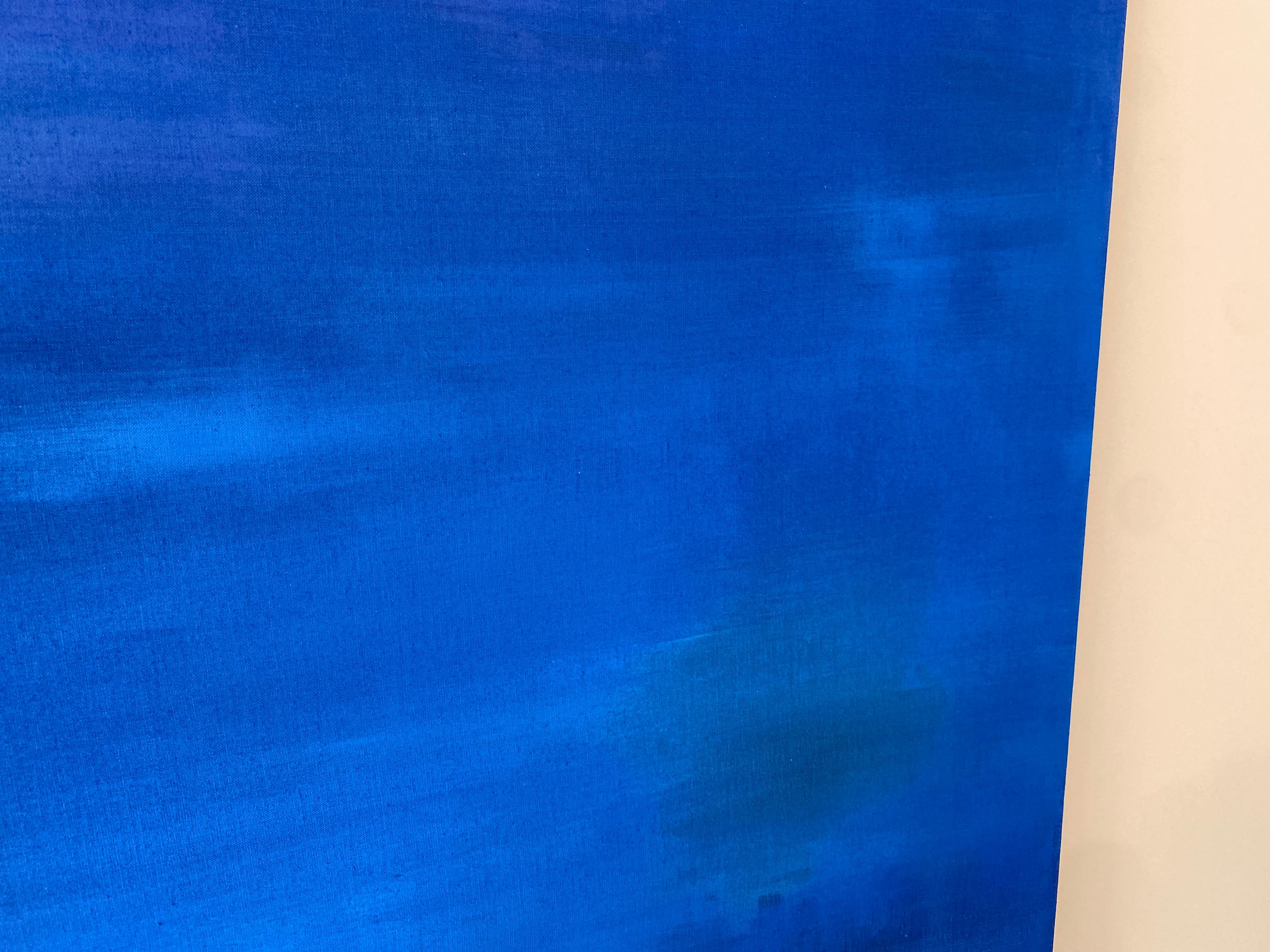 Grande peinture abstraite à grande échelle bleu cobalt en vente 15