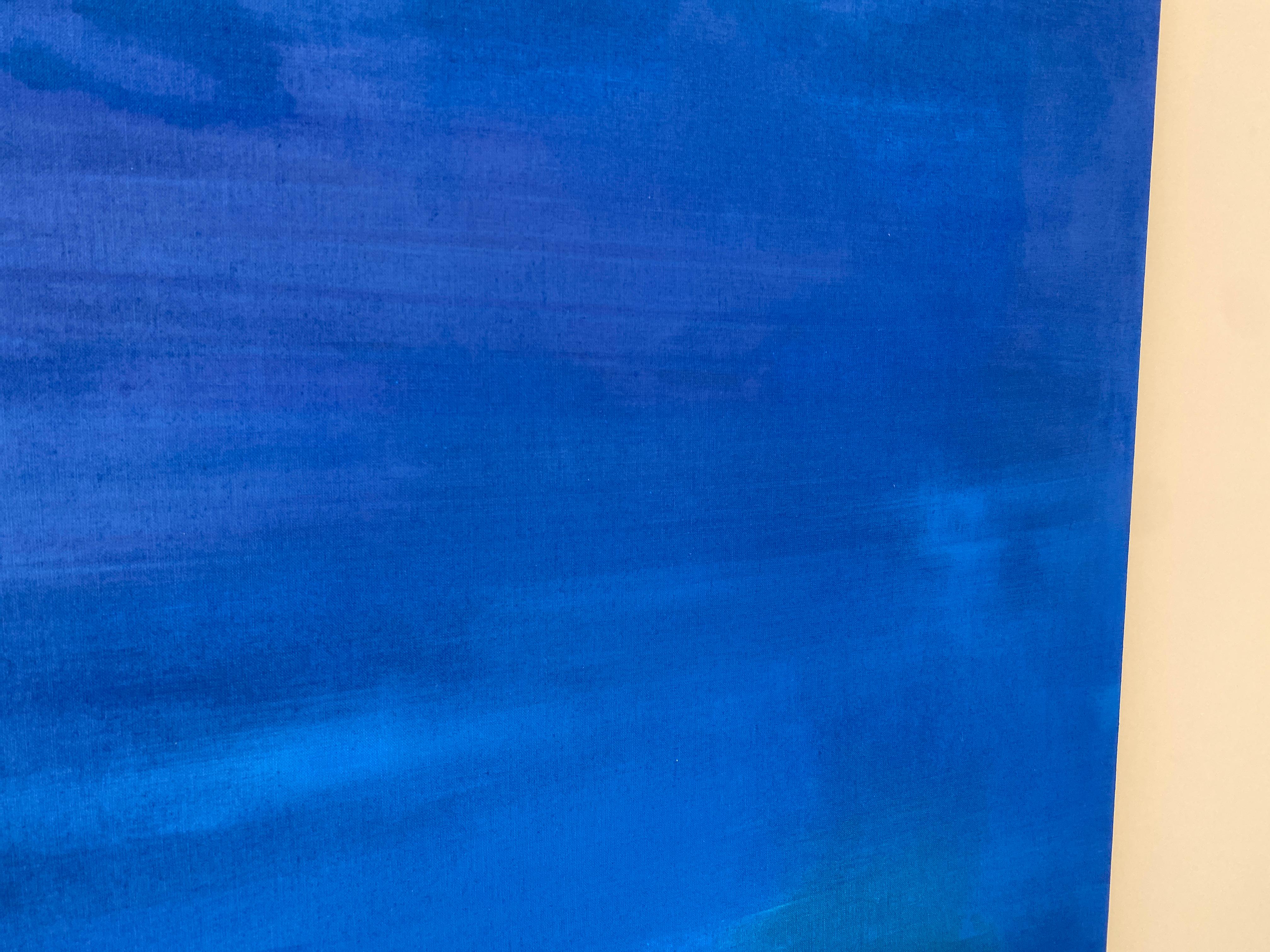 Grande peinture abstraite à grande échelle bleu cobalt en vente 16