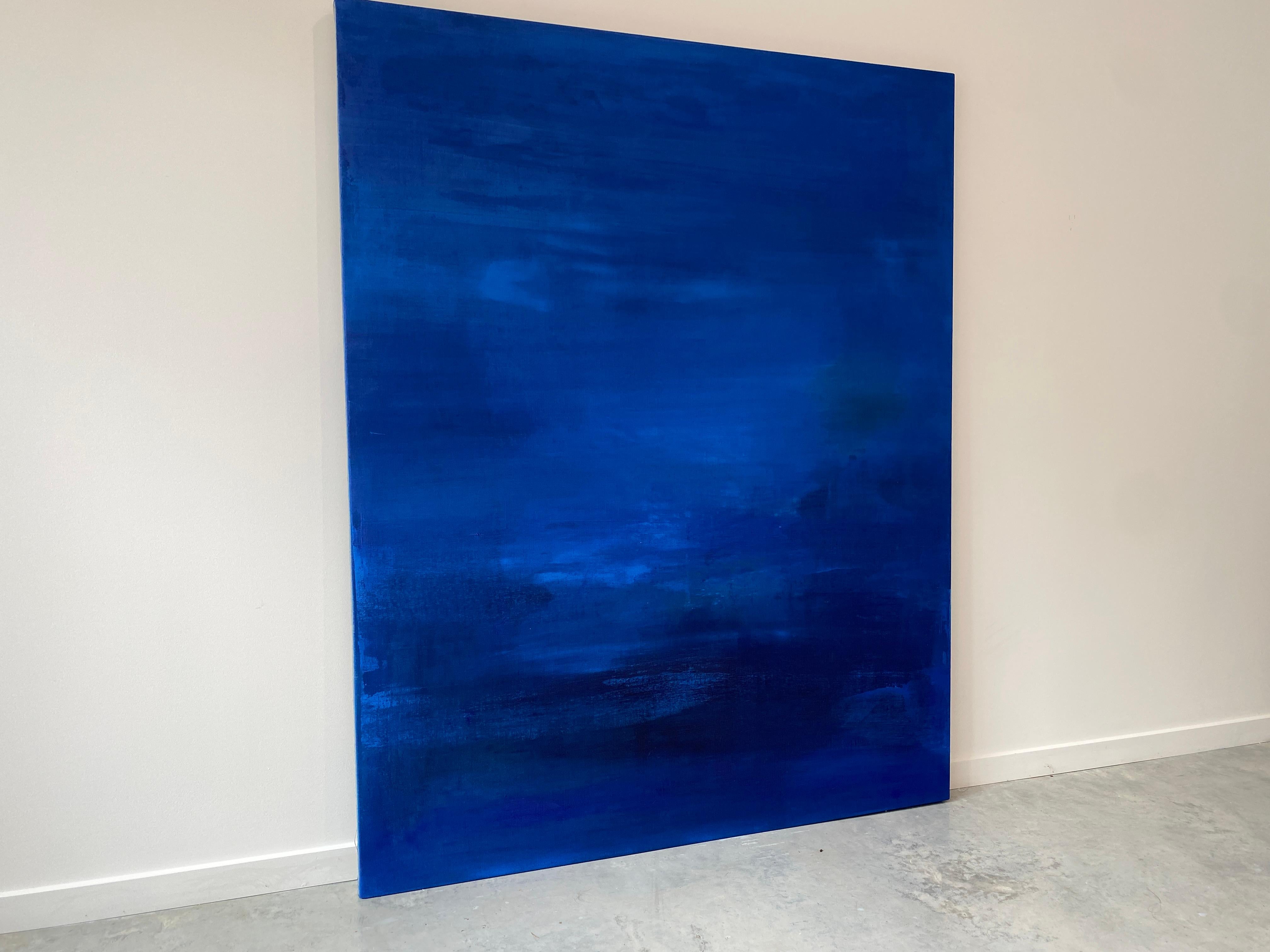 'Big Blue' is from my minimalist abstract collection on high quality linen in my favourite colours. I love the challenge of painting in the minimalist style, it takes me two to three times longer than any other paintings. I am striving for depth,
