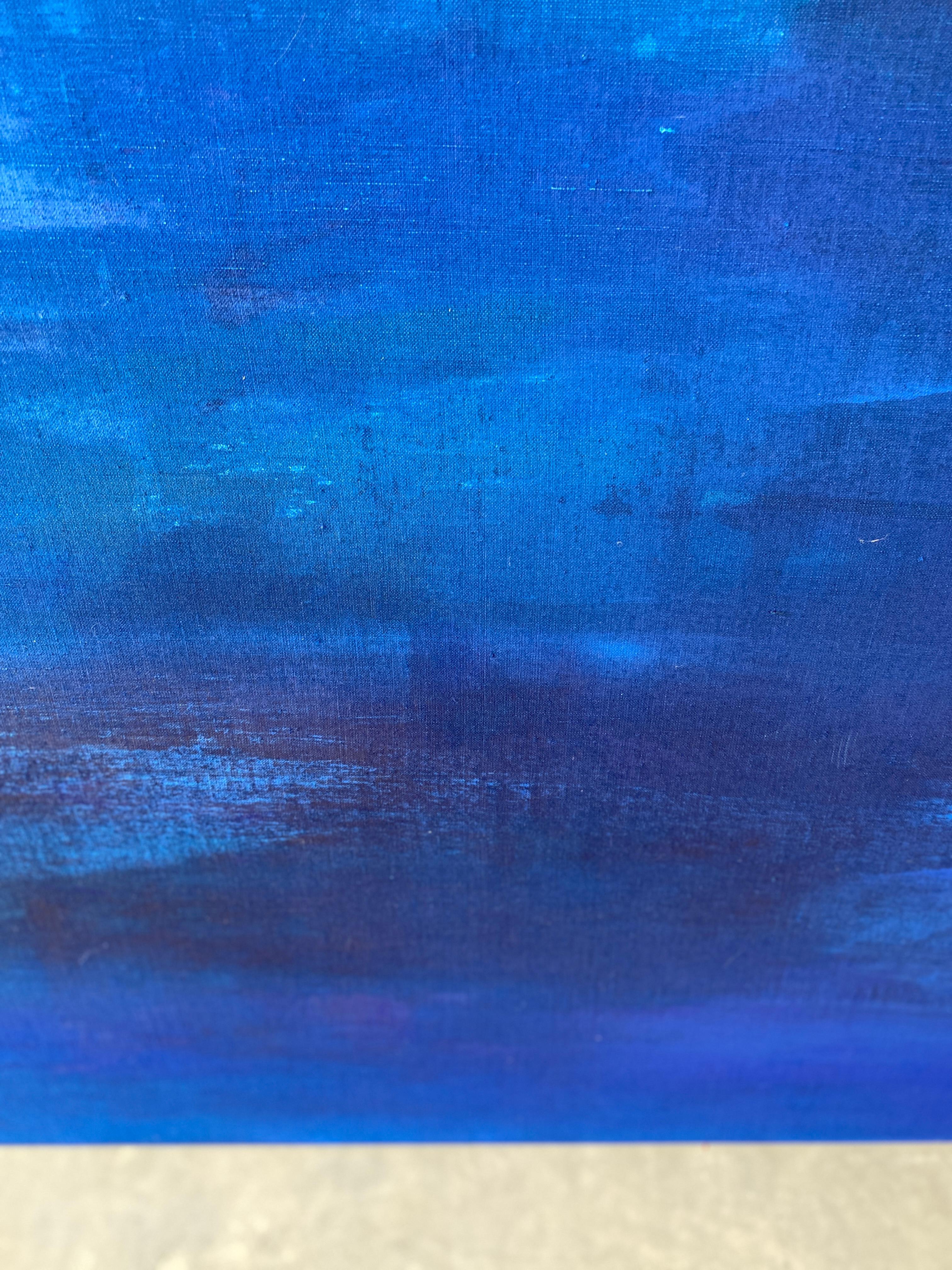 Grande peinture abstraite à grande échelle bleu cobalt en vente 6