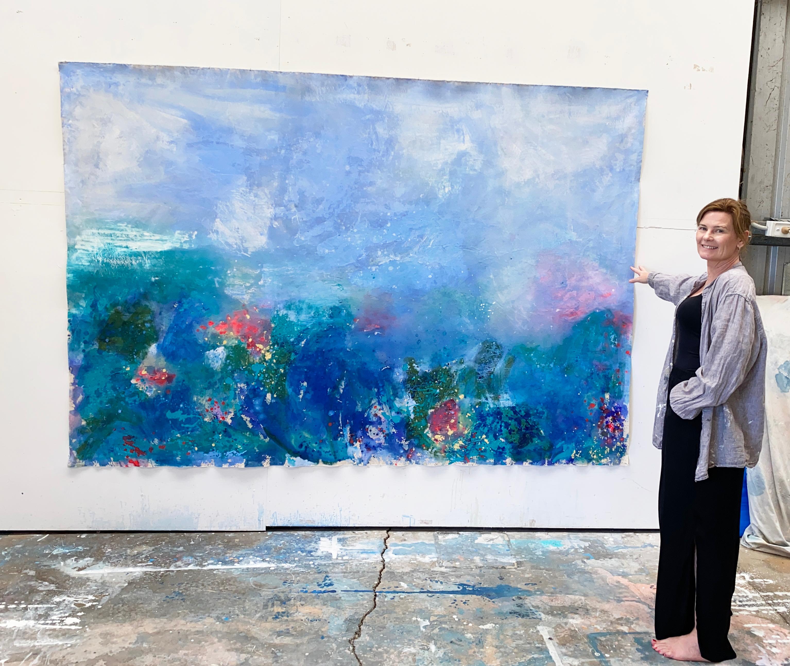 Blue Lilly: Big Love Extra Large Canvas Collection - Abstract Expressionist Painting by Kathleen Rhee