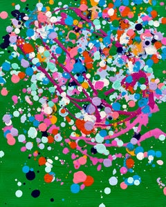 Colorful spatter no1 drip abstract expressionist Jackson Pollock rainbow, green