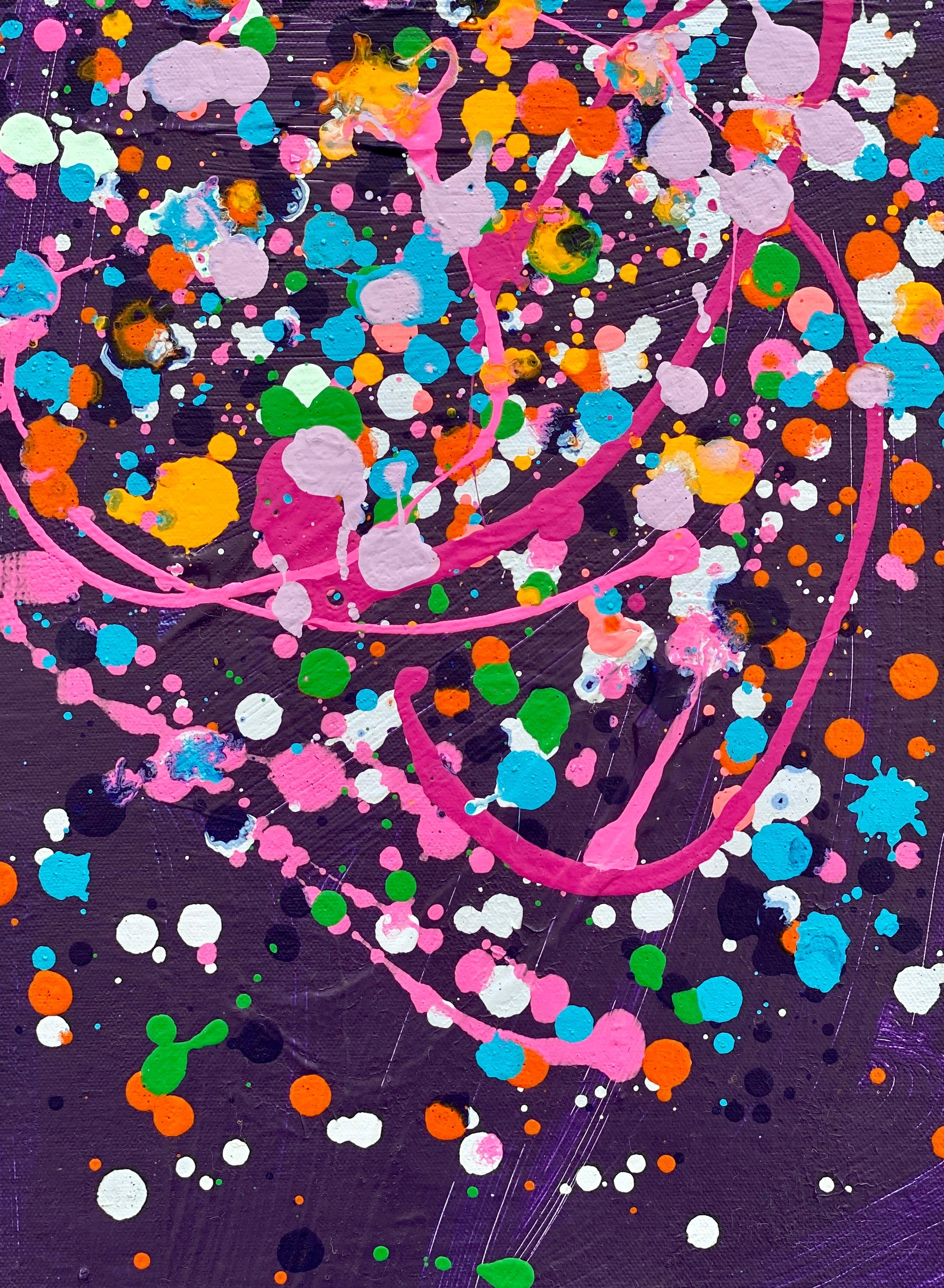 Colorful spatter no10 drip abstract expressionist Jackson Pollock purple pink