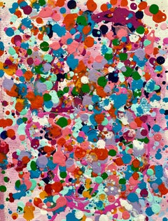 Colorful spatter no3 drip abstract expressionist Jackson Pollock pink orange