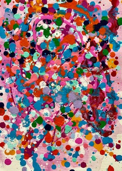 Used Colorful spatter no4 drip abstract expressionist Jackson Pollock pink orange