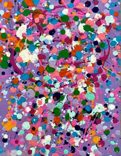 Colorful spatter no5 drip abstract expressionist Jackson Pollock pink lavender 