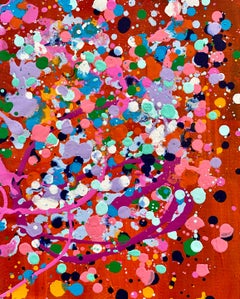 Jackson Pollock, expressionniste abstrait escargot coloré n°6 drip rose orange