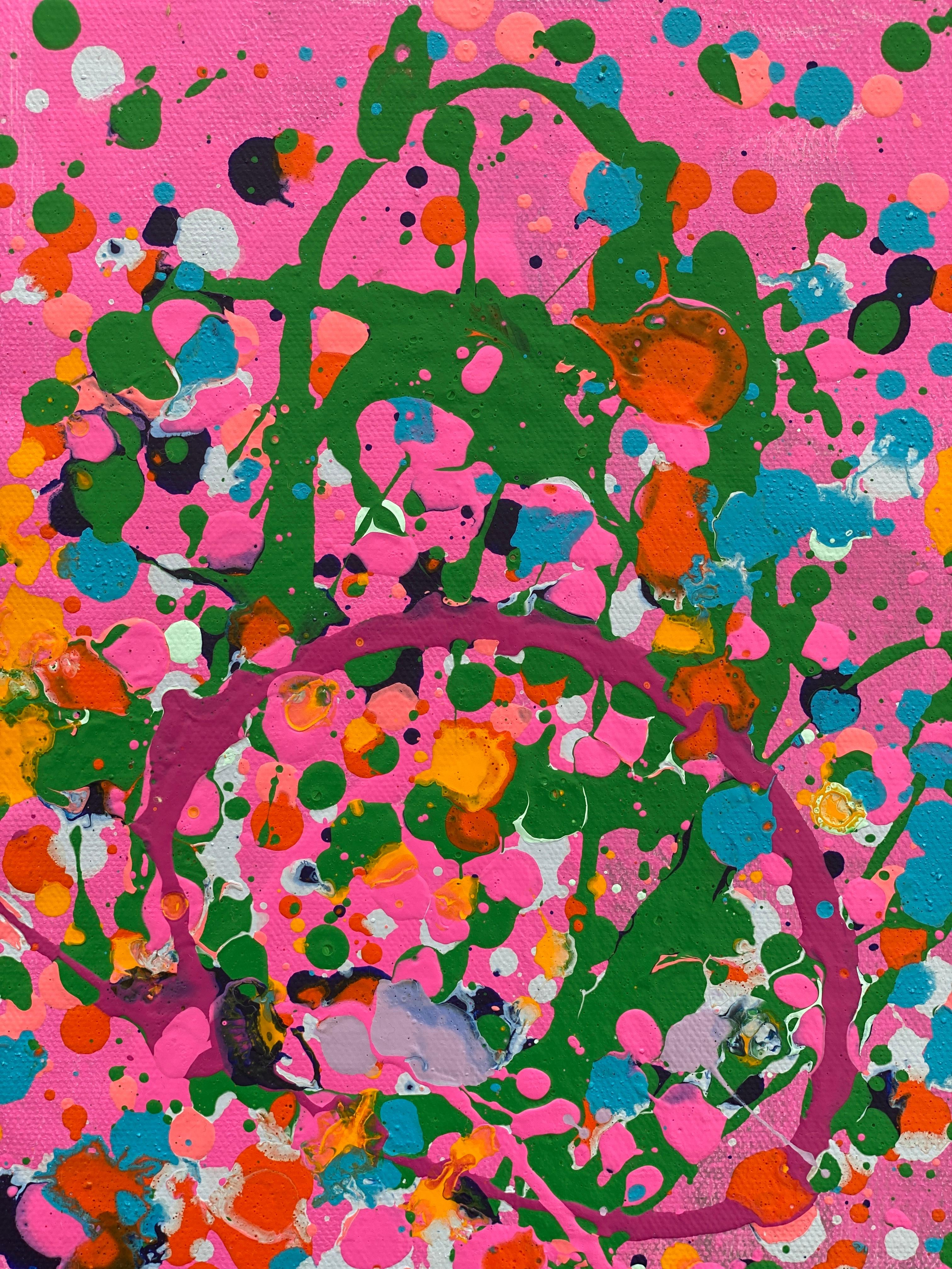 Colorful spatter no7 drip abstract expressionist Jackson Pollock pink green blue 1