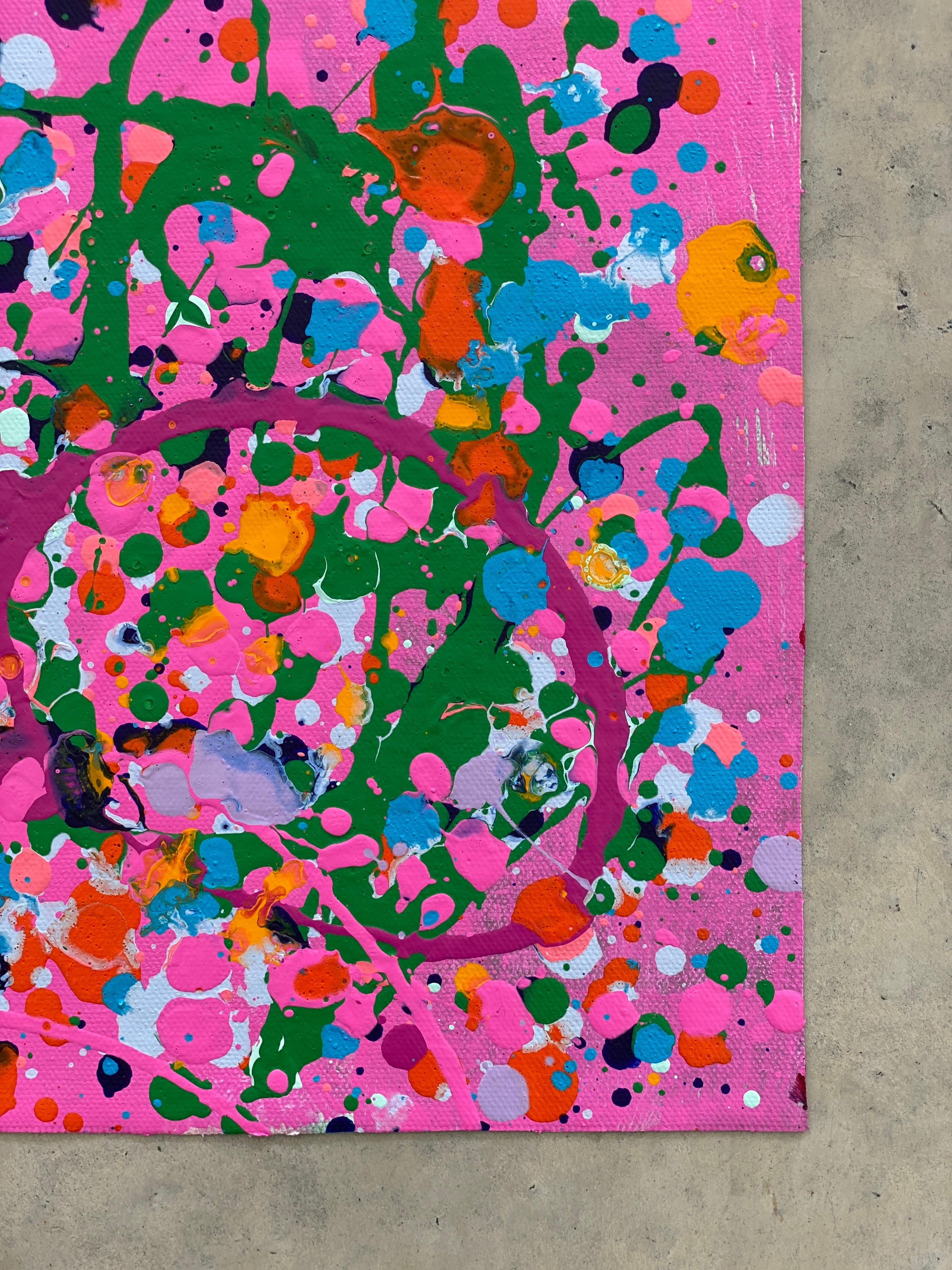Colorful spatter no7 drip abstract expressionist Jackson Pollock pink green blue 2