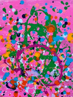 Colorful spatter no7 drip abstract expressionist Jackson Pollock pink green blue