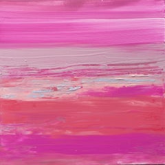Algodón de azúcar rosa melocotón moderno de mediados de siglo expresionista abstracto minimalista