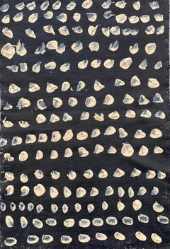 Crème Dot Dot sur lin noir Minimaliste Abstrait Symboles Collection tribal terreux