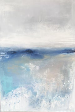 Delicate Shallows minimalist abstract impressionist painting grey white pastels