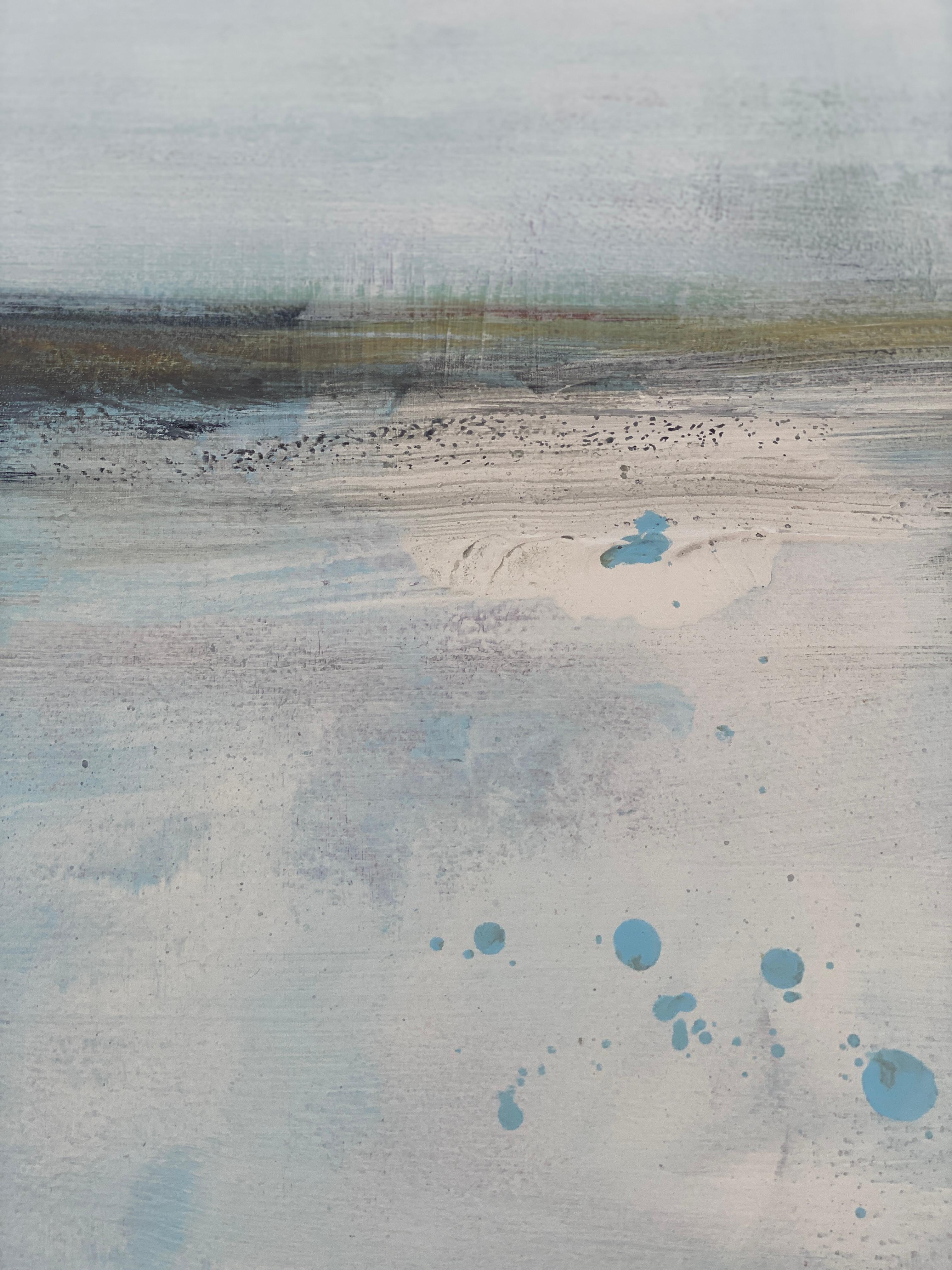 Minimalist painting 1 Nordic Scandi framed landscape fine art paper blue white For Sale 7