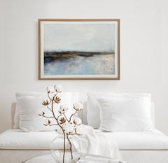 Peinture minimaliste 1 paysage nordique scandinave encadré papier d'art bleu blanc