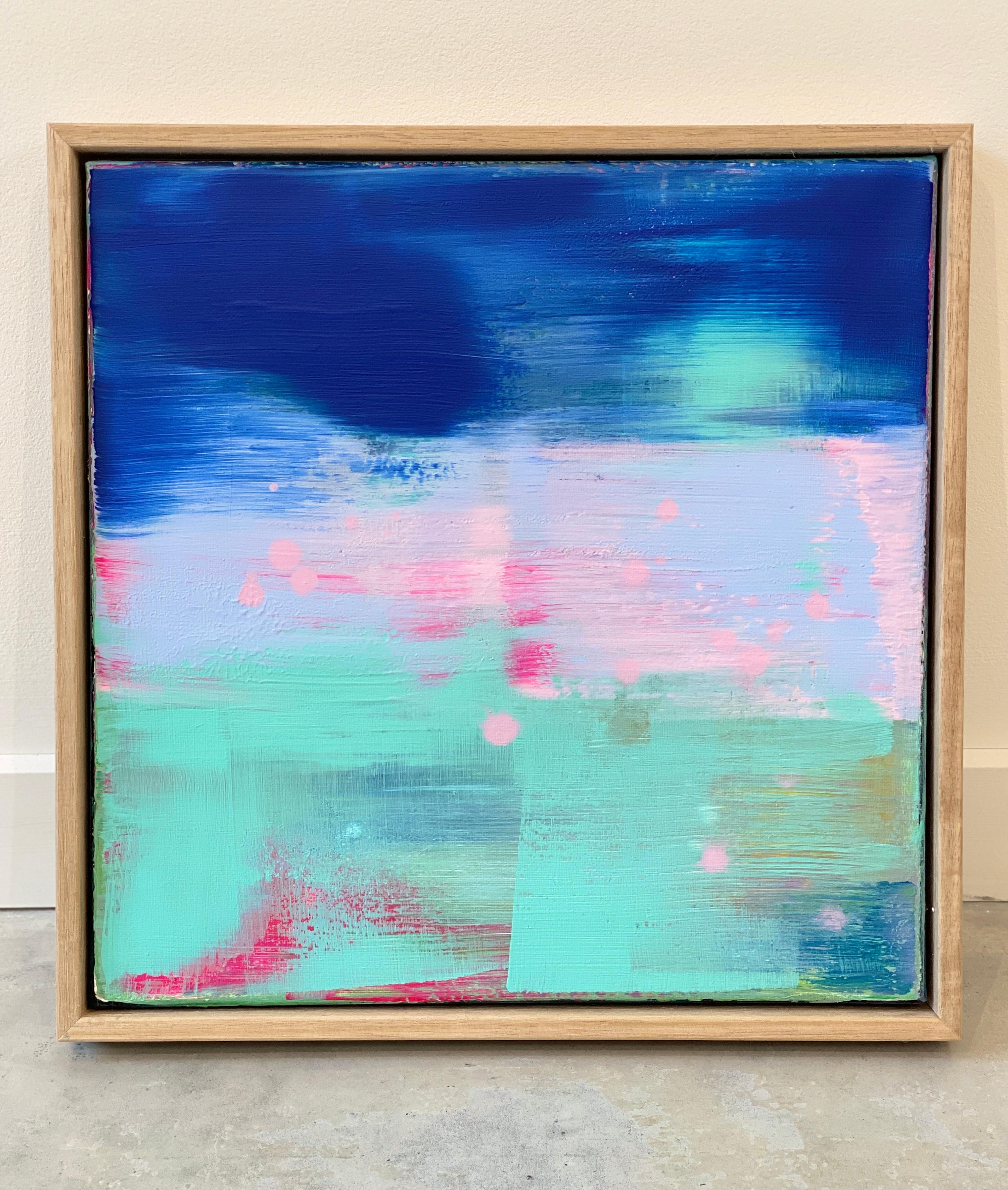 Feel Alright small framed abstract expressionist painting in cobalt and pastel  - Painting by Kathleen Rhee
