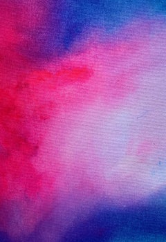 Gentle Blends Blue & Pink no2 small abstract on canvas framed in white mat board