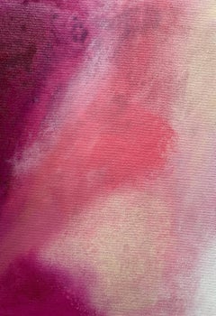 Petit expressionniste abstrait sur toile rose-rouge Gentle Blends rose pêche n°1