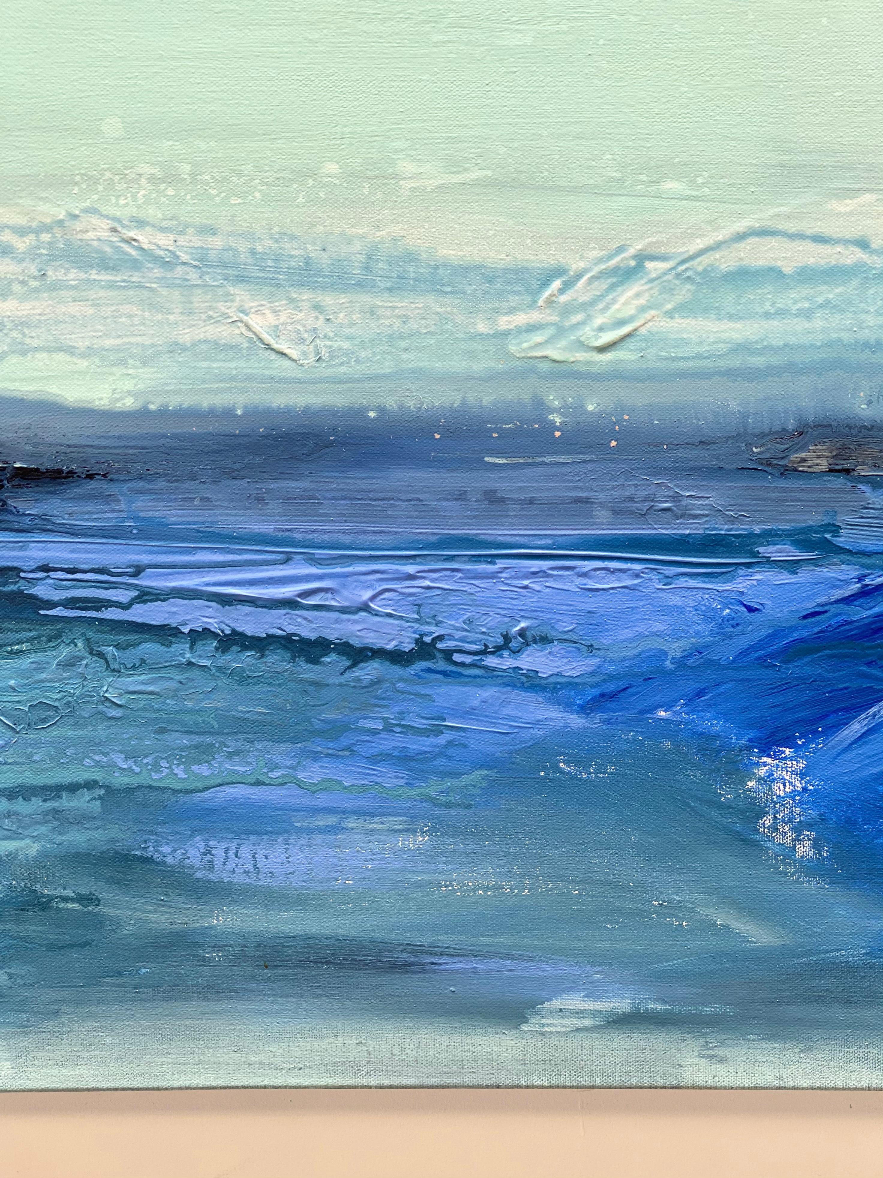 Blue ocean water abstract expressionist sea landscape sky  For Sale 2