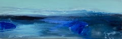 Blue ocean water abstract expressionist sea landscape sky 