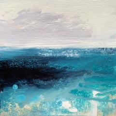 abstract coastal landscape impressionist painting water ocean blue water surf