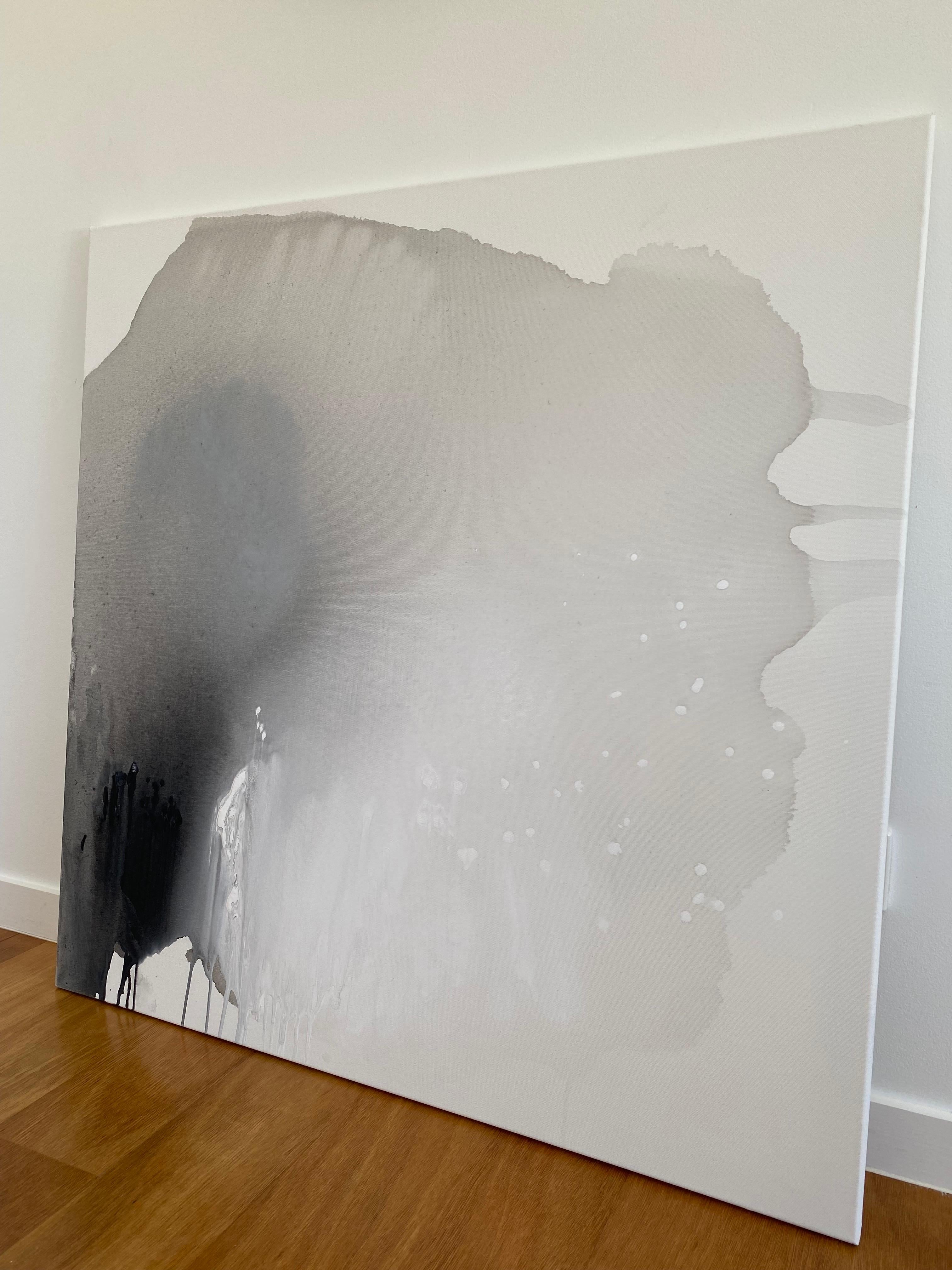 Its Black: Peace & Quiet Organic Modern Wabi Sabi abstract minimalist painting For Sale 10