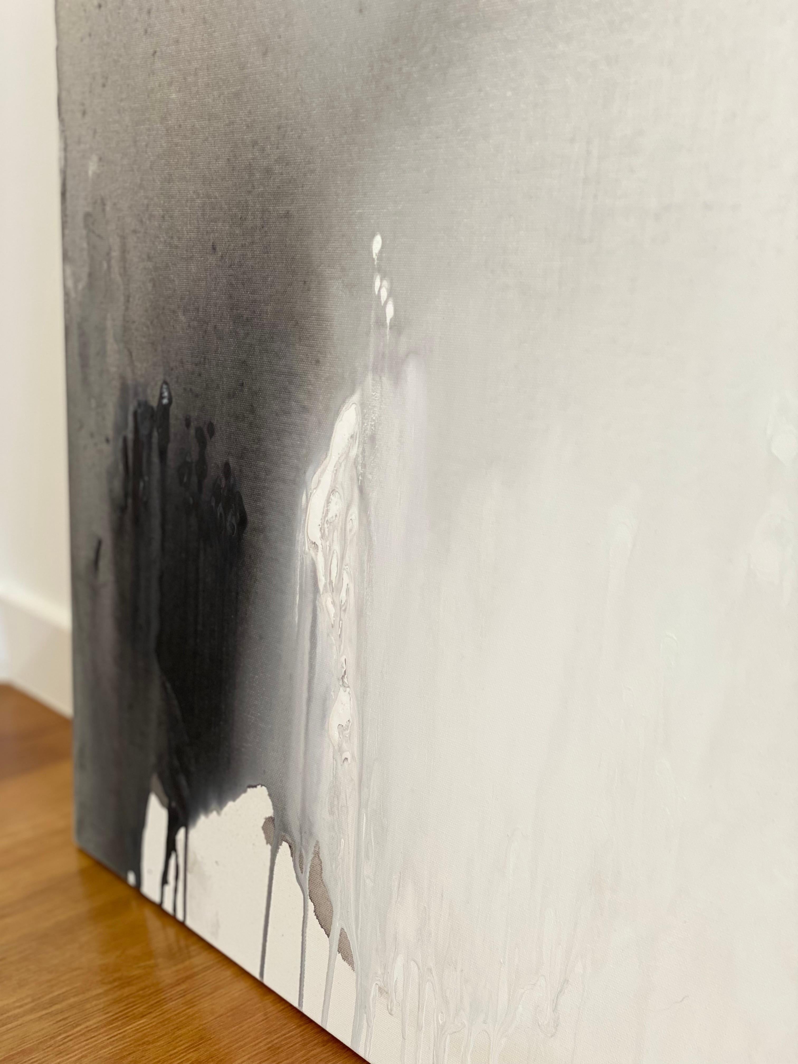 Its Black: Peace & Quiet Organic Modern Wabi Sabi abstract minimalist painting For Sale 11