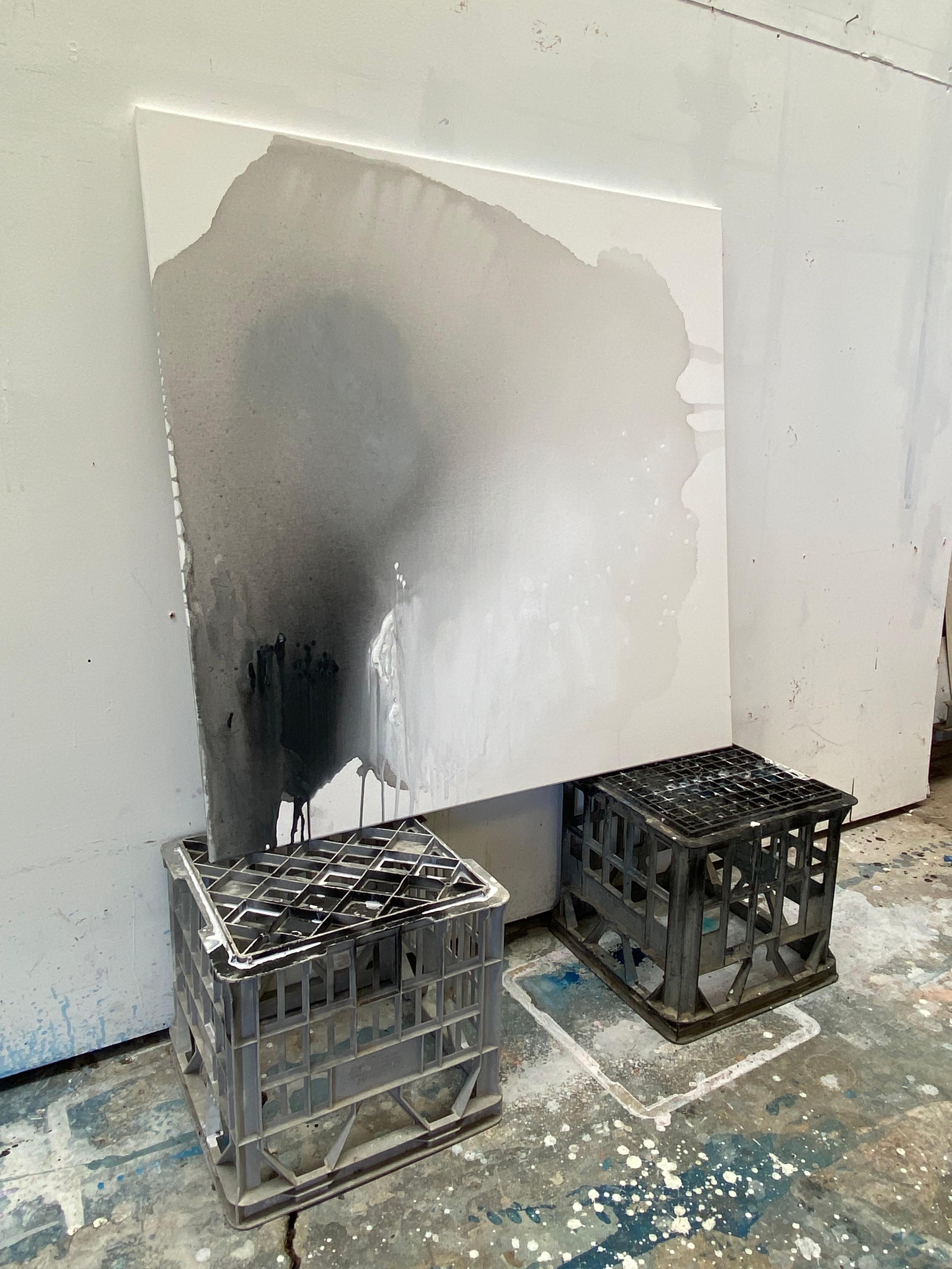 Its Black: Peace & Quiet Organische Moderne Wabi Sabi abstraktes minimalistisches Gemälde im Angebot 14