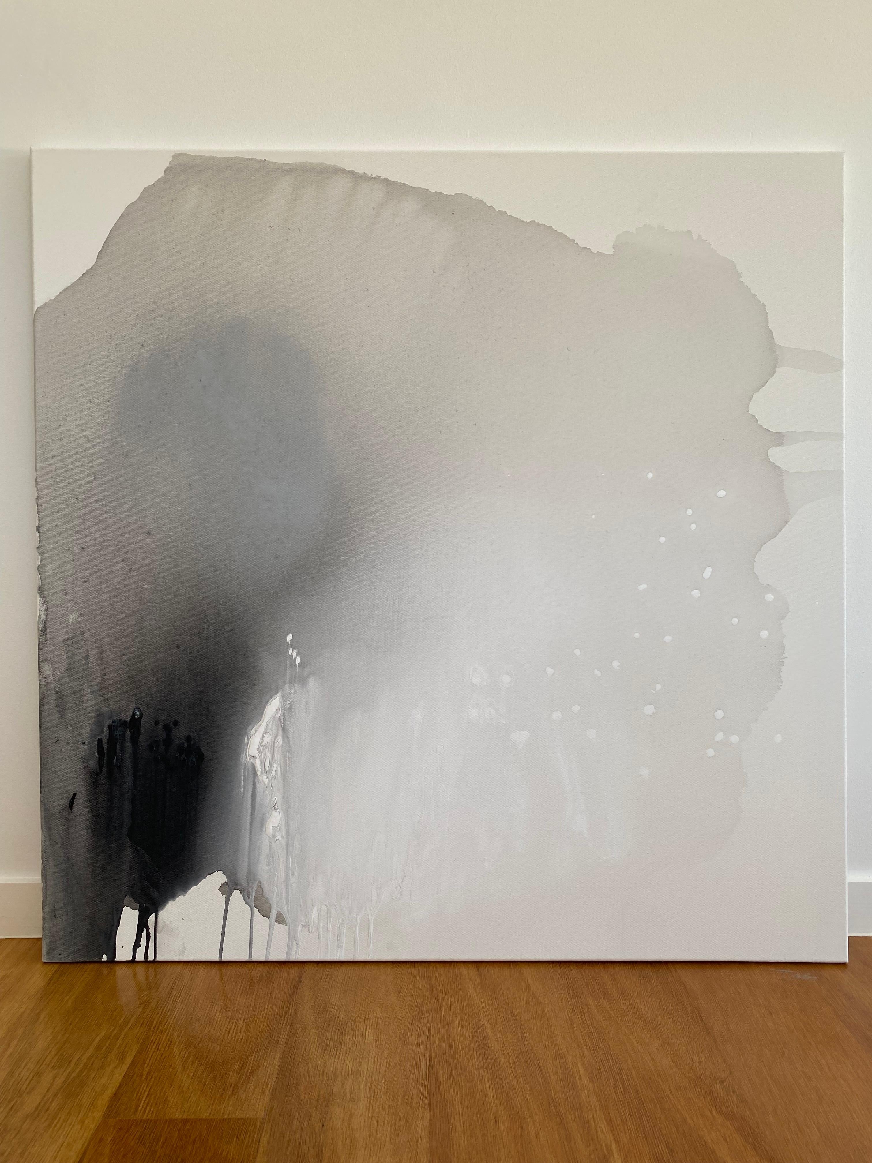 Its Black: Peace & Quiet Organische Moderne Wabi Sabi abstraktes minimalistisches Gemälde im Angebot 1
