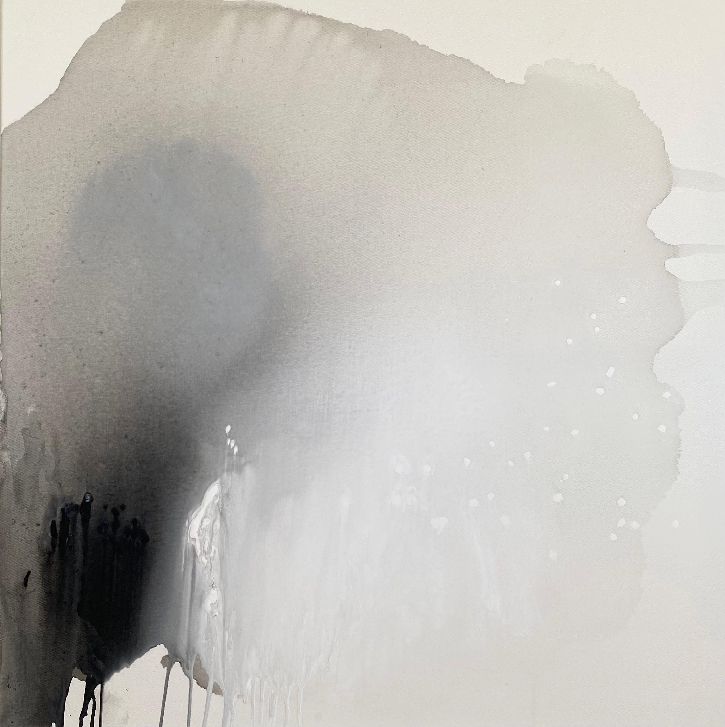 Kathleen Rhee Abstract Painting – Its Black: Peace & Quiet Organische Moderne Wabi Sabi abstraktes minimalistisches Gemälde