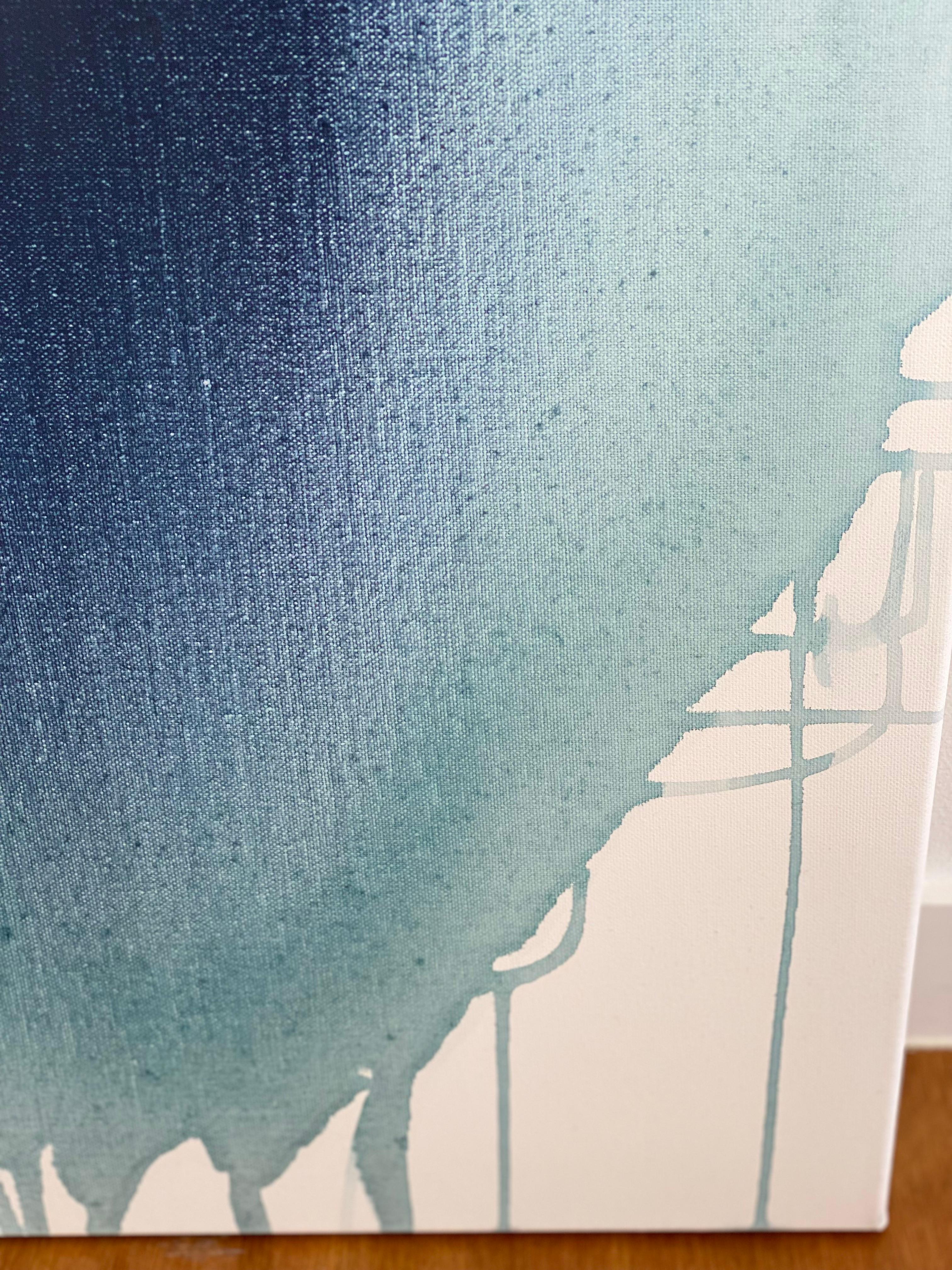 Il suo blu: Pace e tranquillità Pittura organica moderna Wabi Sabi astratta minimalista 14